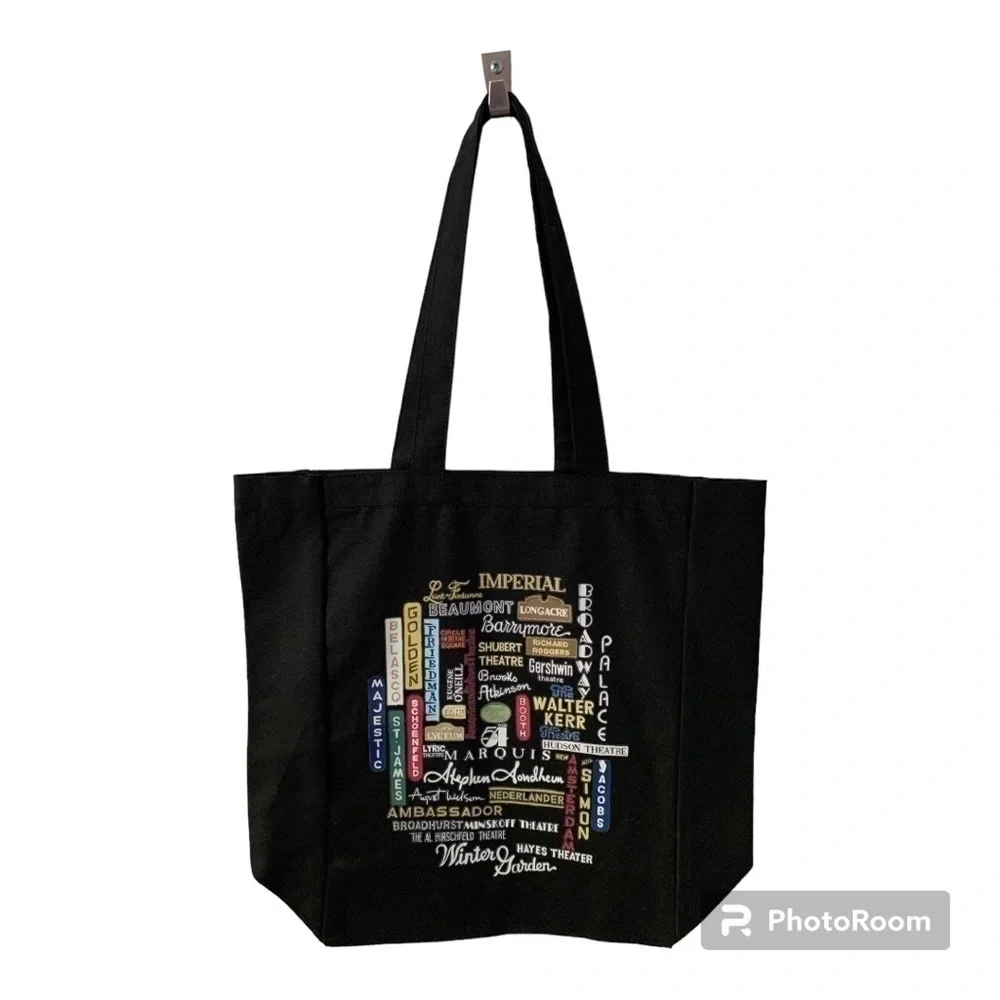 NWOT Broadway-themed Black Cotton Canvas Tote Bag